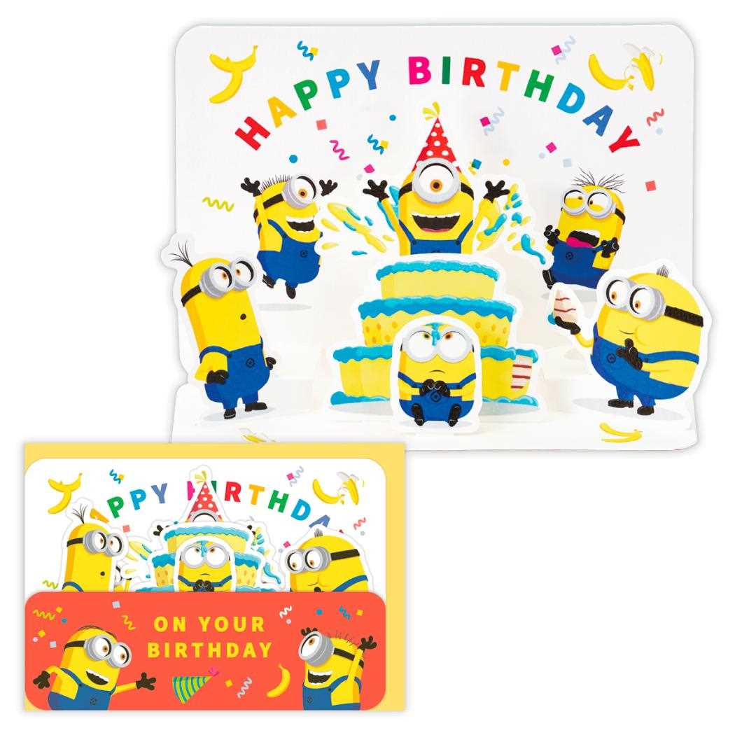 ミニオンズ グリーティングカード 誕生お祝い 立体カード MNミニオン バースデーケーキ ユニバーサル映画 日本ホールマーク バースデーカード キャラクター グッズ メール便可 シネマコレクション