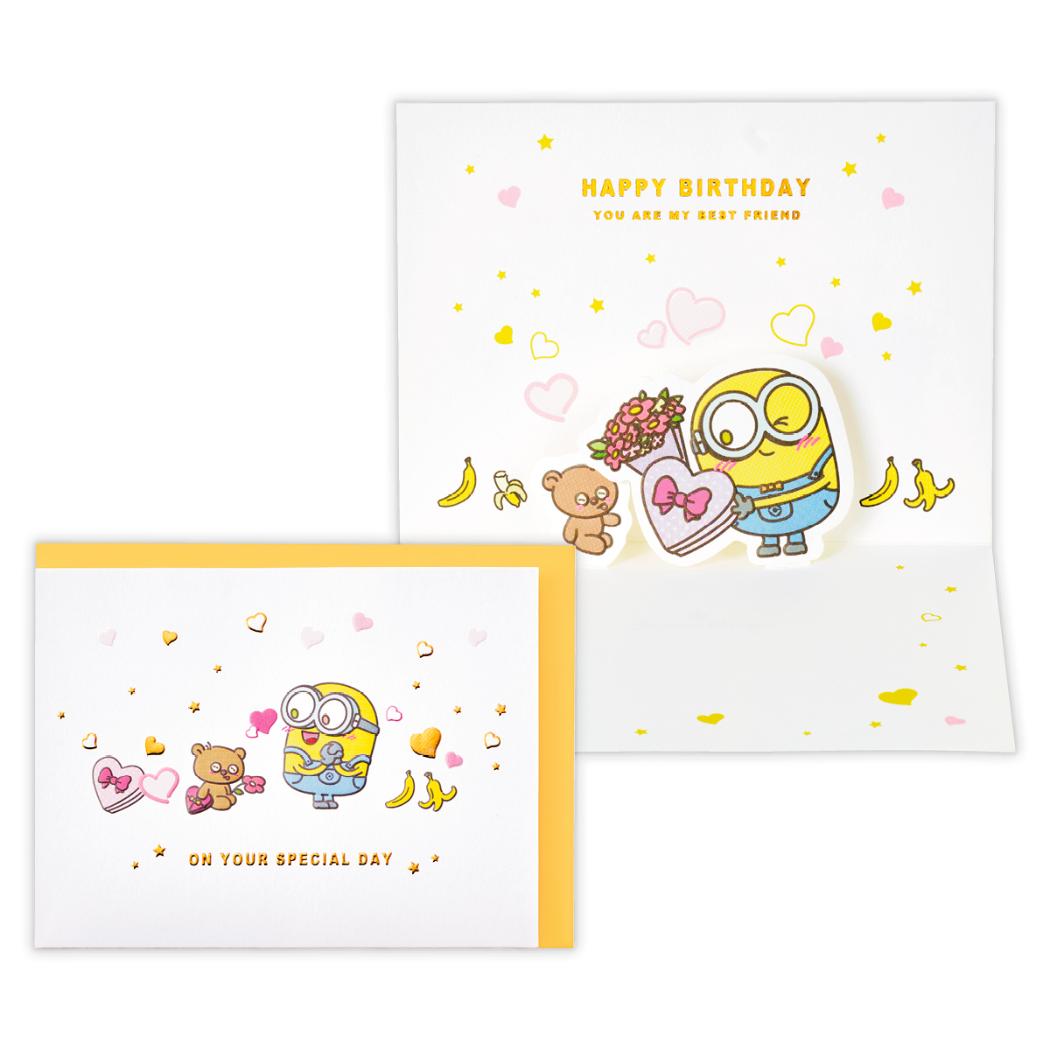 ミニオンズ グリーティングカード 誕生お祝い 立体カード MNボブ＆ティム ユニバーサル映画 日本ホールマーク バースデーカード キャラクター グッズ メール便可 シネマコレクション