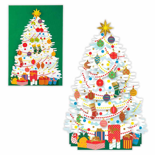クリスマスカード クリスマスツリーカード 立体カード スライドホワイトツリー 日本ホールマーク Xmas メッセージカード グッズ メール便可 シネマコレクション