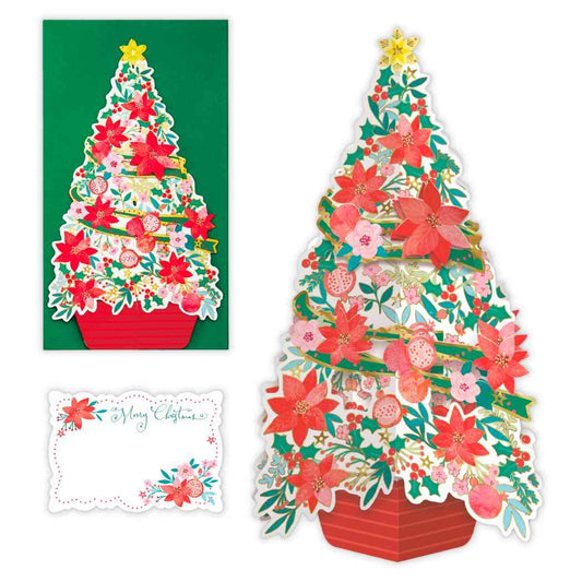 クリスマスカード クリスマスツリーカード 立体カード ポインセチアツリー 日本ホールマーク Xmas メッセージカード グッズ メール便可 シネマコレクション