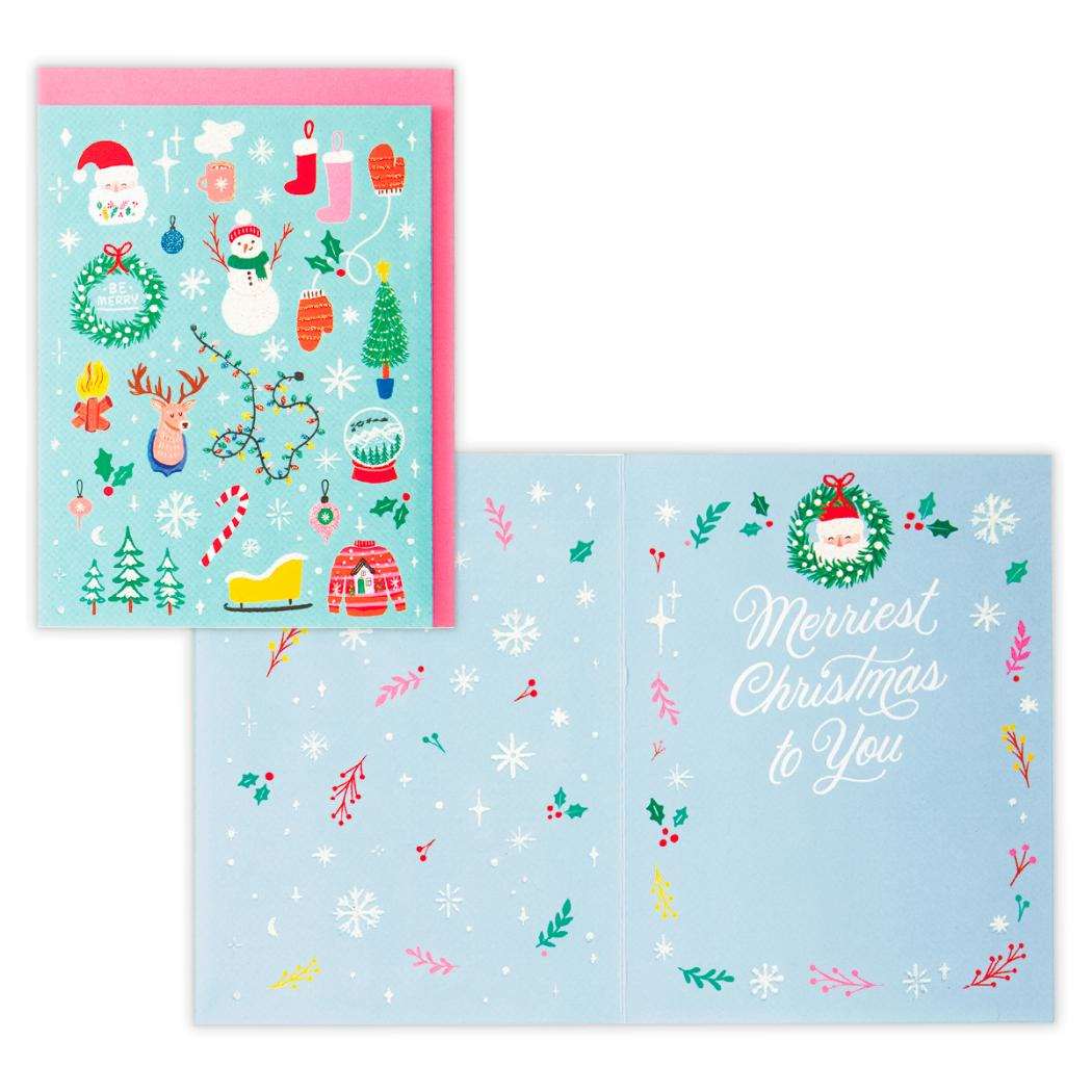 クリスマスカード 海外デザインカード ラメミントグリーンクリスマスモチーフ 日本ホールマーク Xmas メッセージカード グッズ メール便可 シネマコレクション