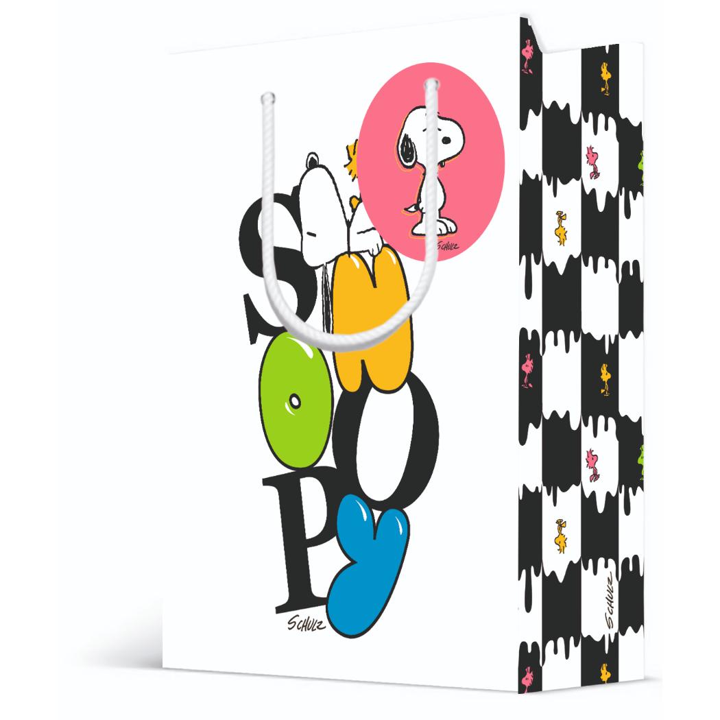 スヌーピー ラッピング用品 輸PBSN ペーパーバッグ チェッカーM ピーナッツ 日本ホールマーク かわいい キャラクター グッズ メール便可 シネマコレクション