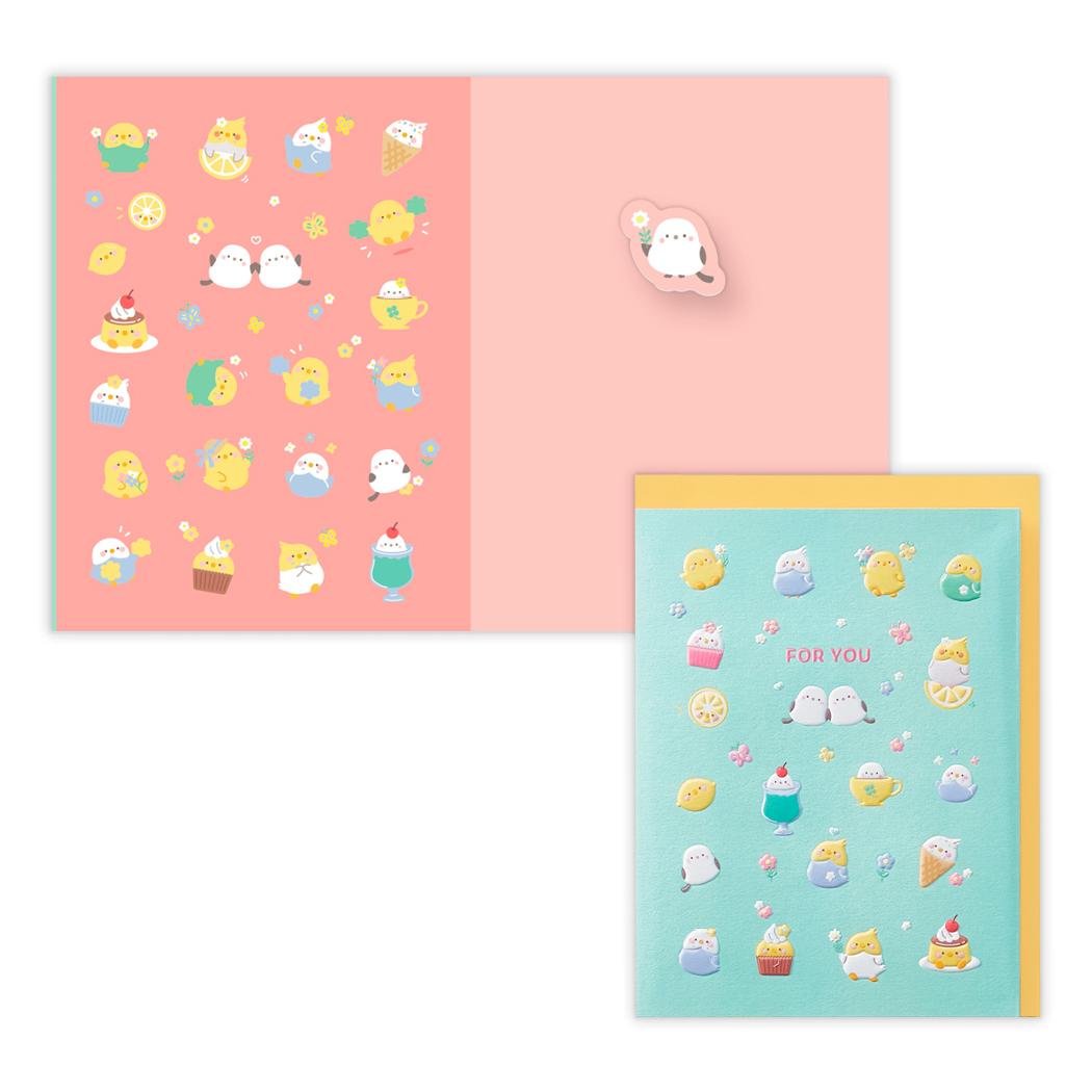 グリーティングカード 多目的 二つ折りカード ぷっくりどうぶつ バネ ぷっくりとり 日本ホールマーク メッセージカード かわいい グッズ メール便可 シネマコレクション