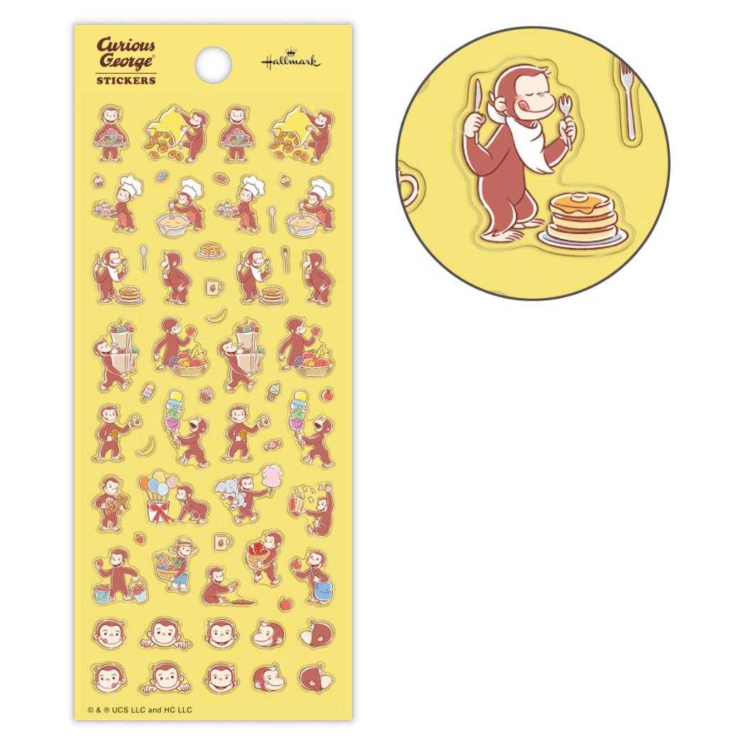 おさるのジョージ シールシート フチドリシール たべもの Curious George 日本ホールマーク デコレーション 絵本キャラクター グッズ メール便可 シネマコレクション