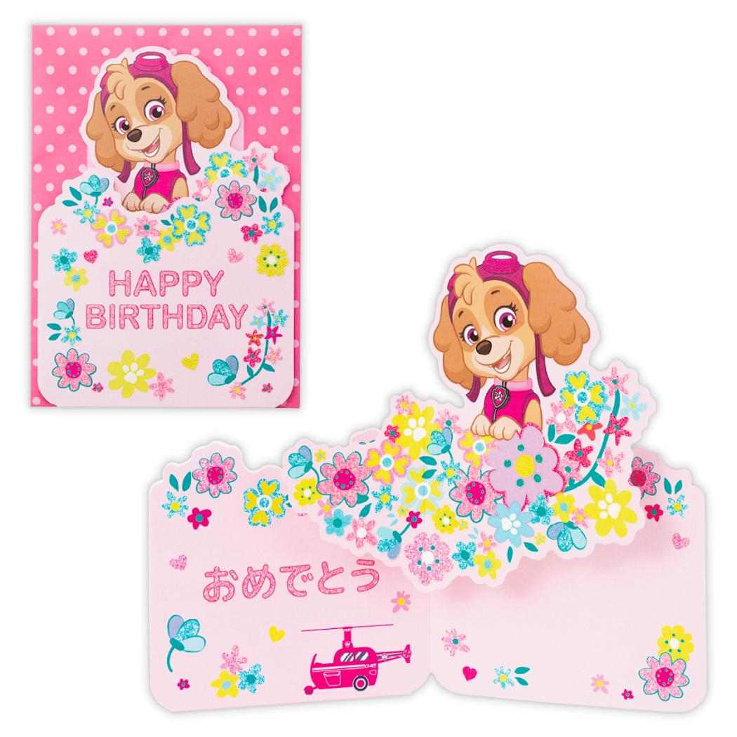 パウパトロール グリーティングカード 誕生お祝い 立体バースデーカード PAWスカイ 日本ホールマーク メッセージカード アニメキャラクター グッズ メール便可 シネマコレクション
