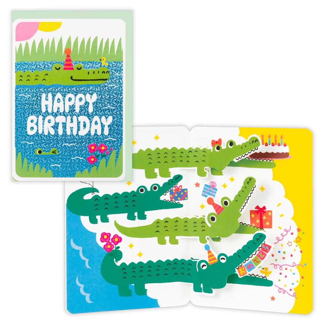 グリーティングカード 誕生日お祝い 立体バースデーカード きらきらワニとケーキ 日本ホールマーク メッセージカード バースデーカード グッズ メール便可 シネマコレクション