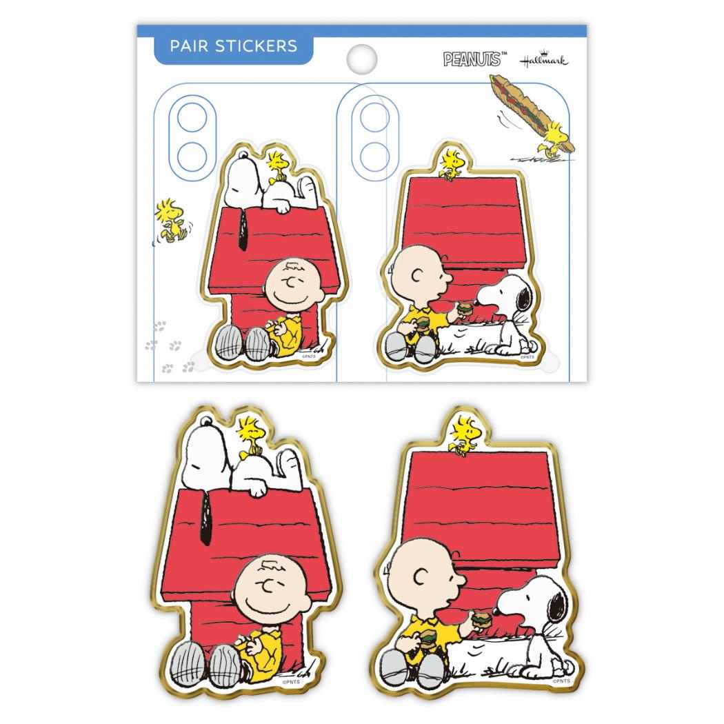 スヌーピー ダイカットシール ペアステッカー SNペアスヌーピーとチャーリーブラウン ピーナッツ 日本ホールマーク スマホデコ キャラクター グッズ メール便可 シネマコレクション