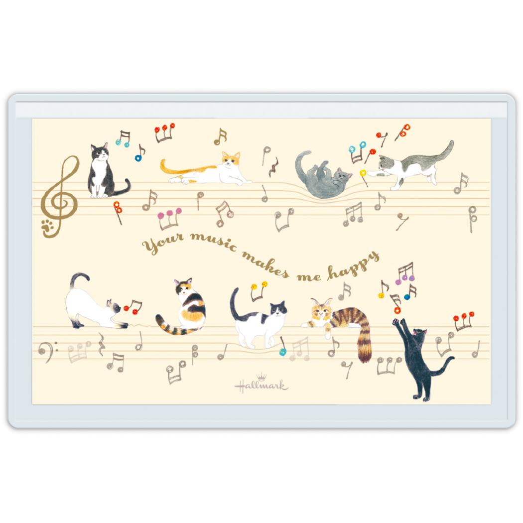 カードケース マイナンバーカードケース 2枚入り 顔写真隠せるタイプ 音符で遊ぶ猫 日本ホールマーク