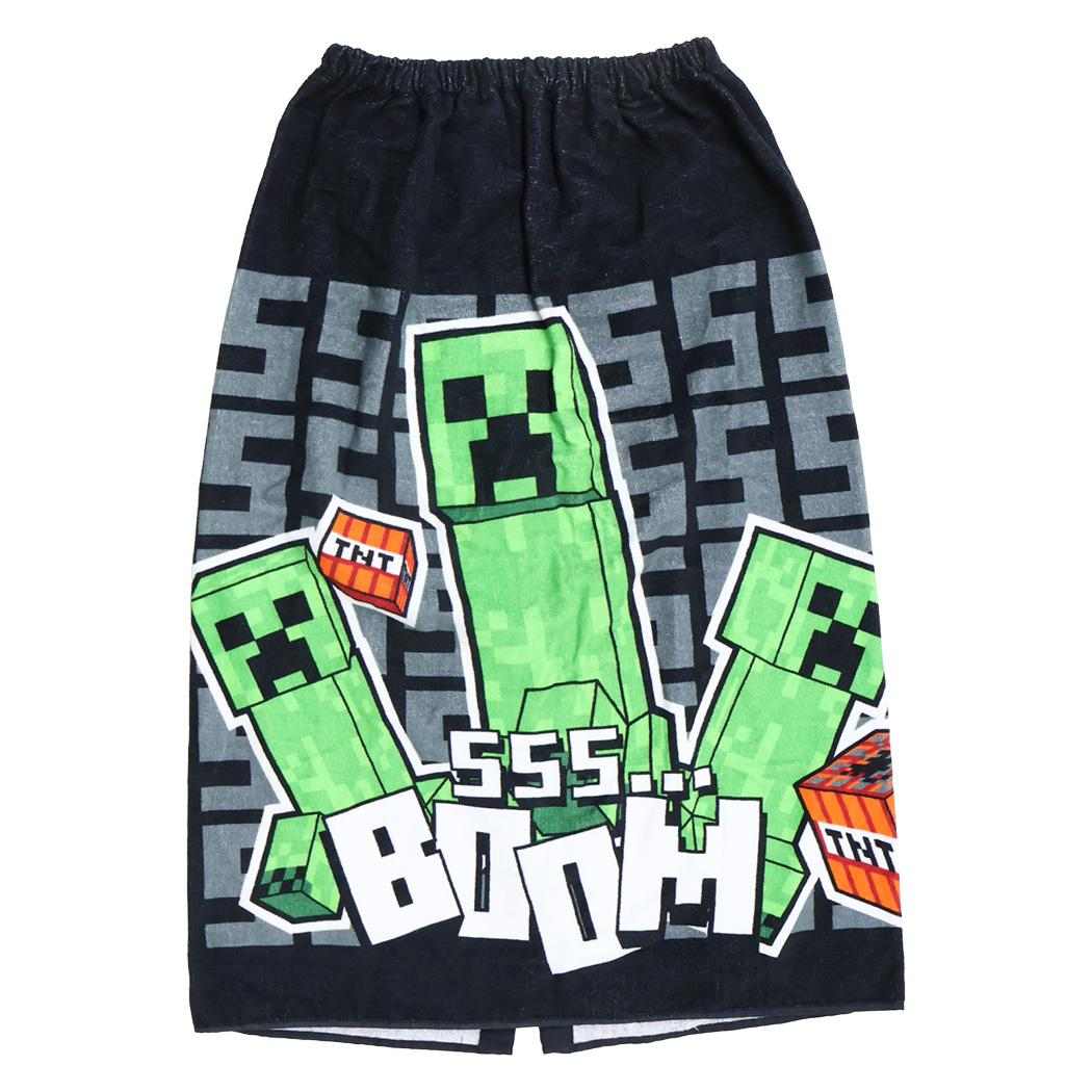 マインクラフト ラップタオル 巻きタオル80cm ブラック Minecraft ニシオ レジャー用品 海 プール 着替えタオル ゲームキャラクター グッズ シネマコレクション