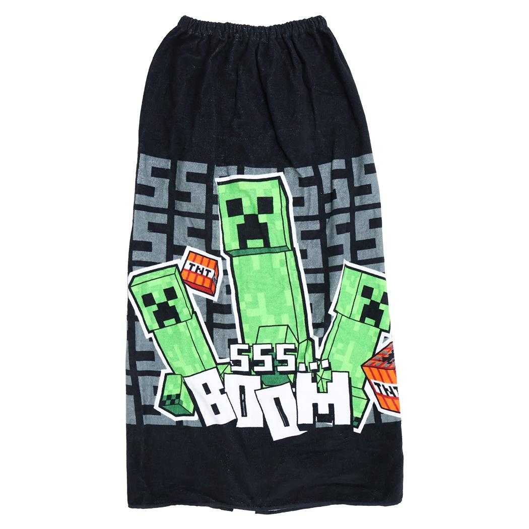 マインクラフト ラップタオル 巻きタオル100cm ブラック Minecraft ニシオ レジャー用品 海 プール 着替えタオル ゲームキャラクター グッズ シネマコレクション