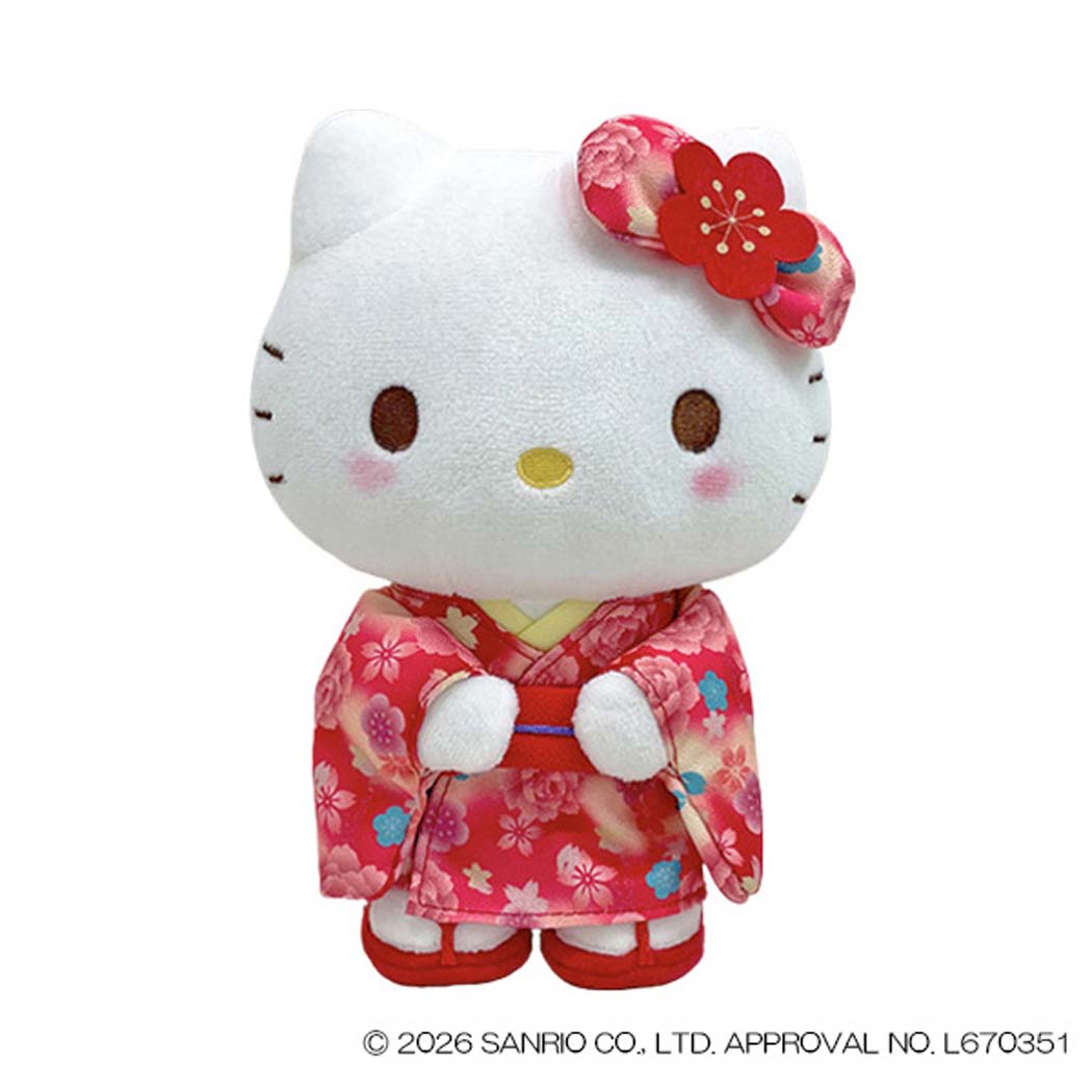 ハローキティぬいぐるみプラッシュドールSグラデ着物立ちサンリオナカジマプレゼントキャラクターグッズシネマコレクション