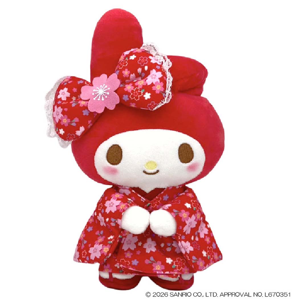 マイメロディ ぬいぐるみ プラッシュドールS RD 桜着物 サンリオ ナカジマ プレゼント キャラクター グッズ シネマコレクション