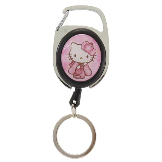 ハローキティ リール付きキーホルダー メタリール 桜着物 サンリオ ナカジマ 伸びるキーリング キャラクター グッズ シネマコレクション
