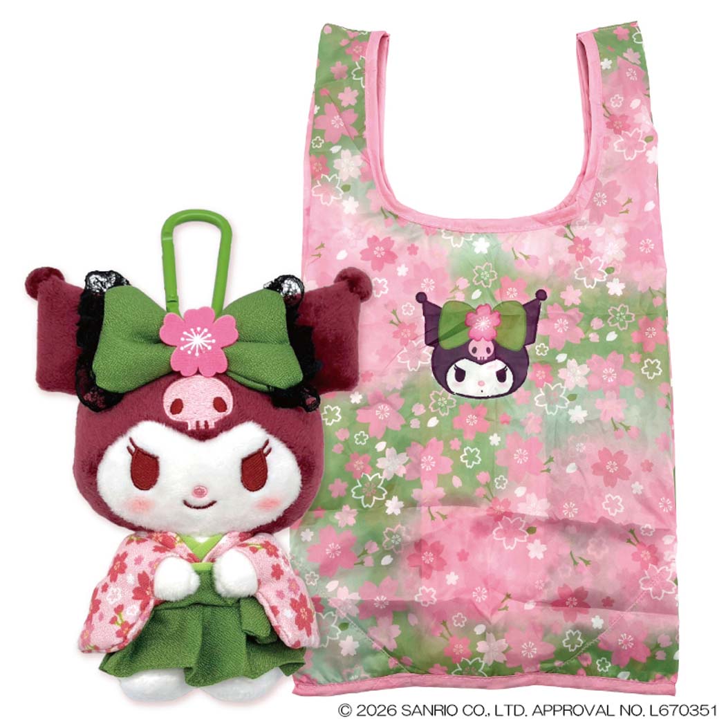 クロミ エコバッグ ぬいぐるみエコバッグ 抹茶着物 サンリオ ナカジマ ぬいぐるみショッピングバッグ お買い物かばん キャラクター グッズ シネマコレクション