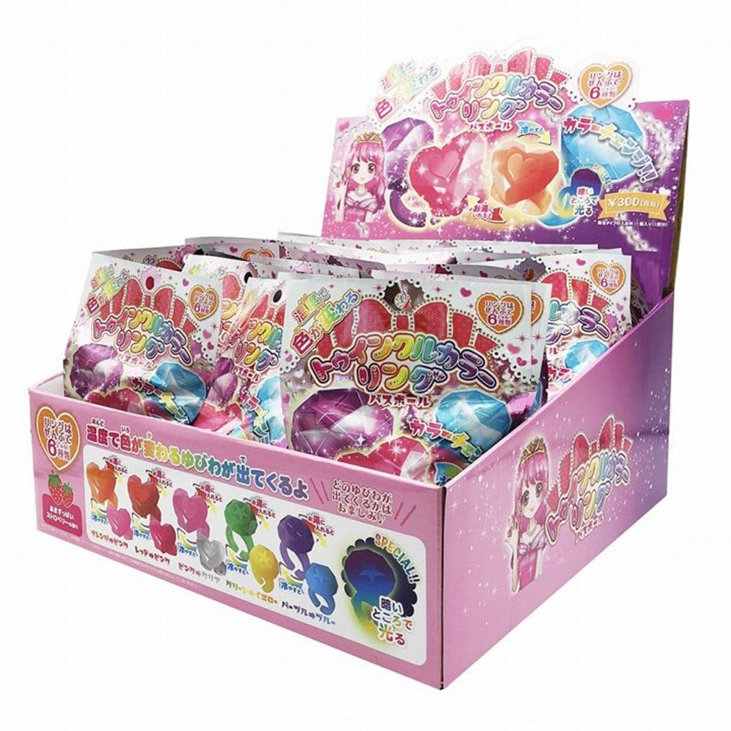トゥインクルカラーリングバスボール24個入BOX入浴剤セット指輪が飛び出るストロベリーの香りおもしろ子供とお風呂ノルコーポレーションまとめ買いグッズシネマコレクション