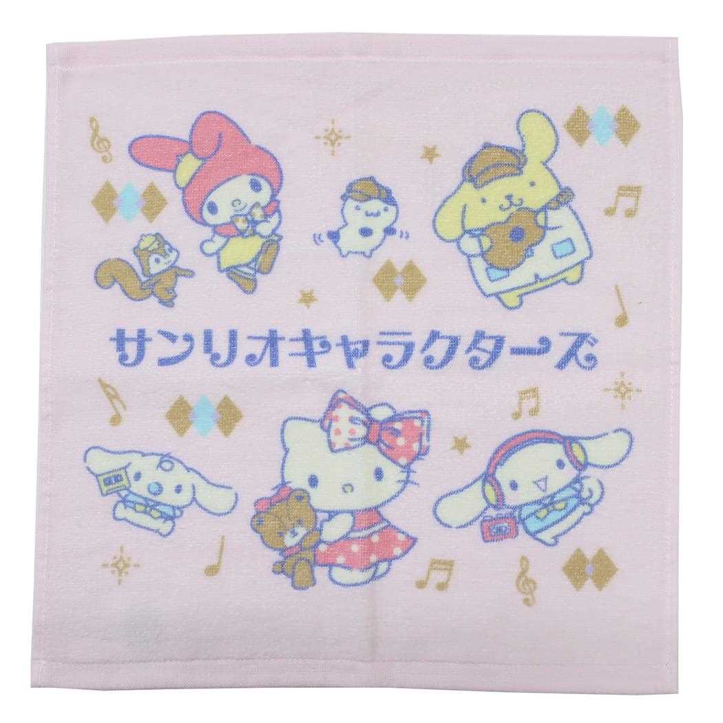 サンリオキャラクターズ ハンドタオル プリントウォッシュタオル レトロミュージック サンリオ 野村タオル 汗拭きタオル キャラクター グッズ メール便可 シネマコレクション