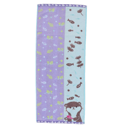 Fu re ru ロングタオル フェイスタオル ホイップクリーム カワウソ パープル 日繊 新生活雑貨 かわいい グッズ メール便可 シネマコレクション