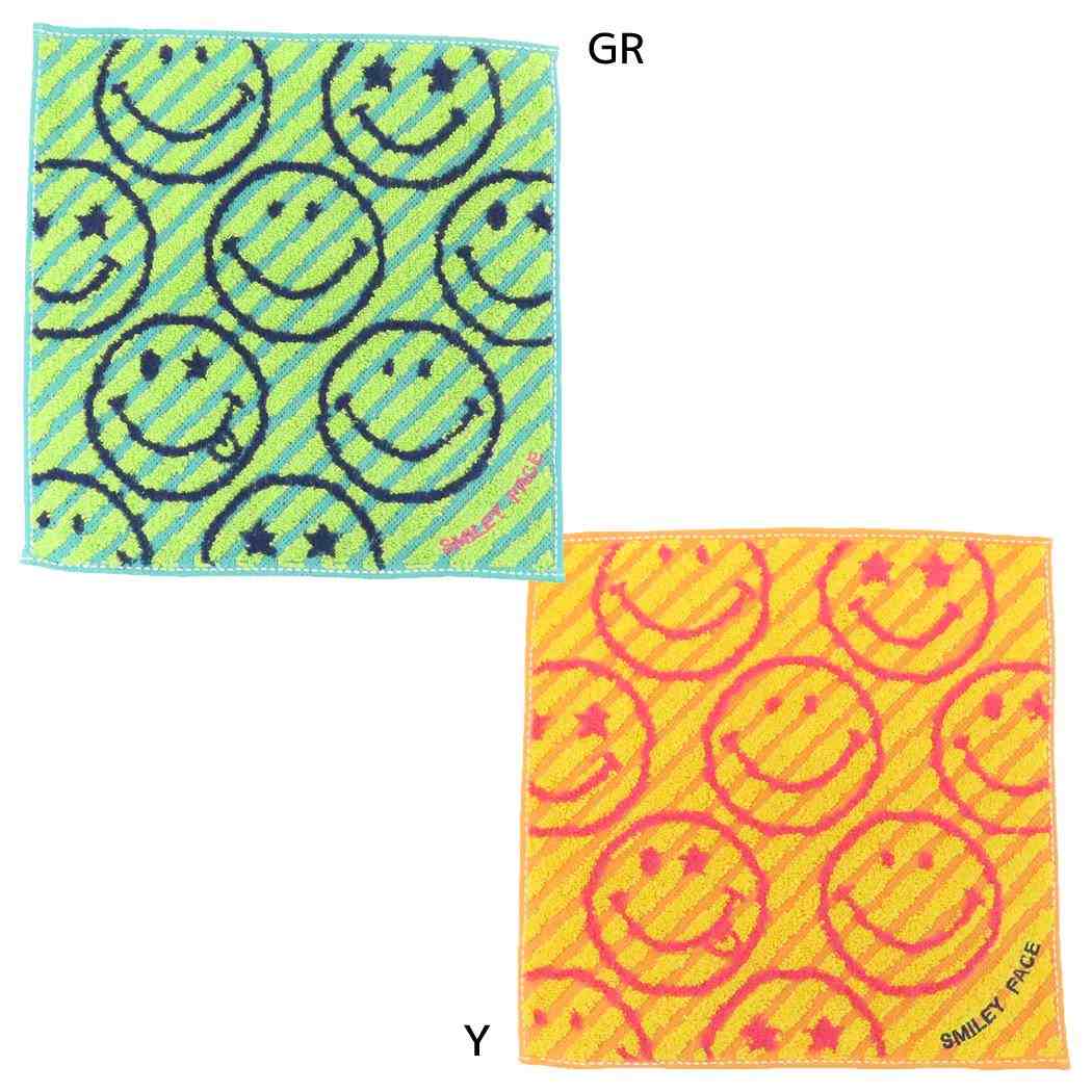 スマイリーフェイス ミニタオル タオルチーフ ニコストライプ Smiley Face 日繊 汗拭きタオル ハンカチタオル キャラクター グッズ メール便可 シネマコレクション