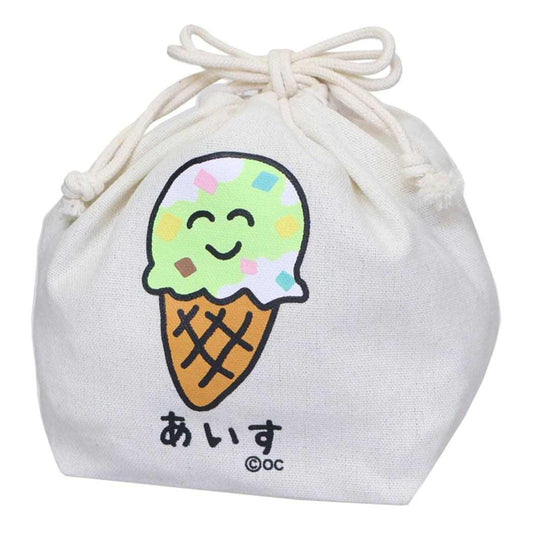 おえかきさん 巾着袋 マチ付ききんちゃくポーチ あいすさん カラフル オクタニ 小物入れ かわいい グッズ メール便可 シネマコレクション