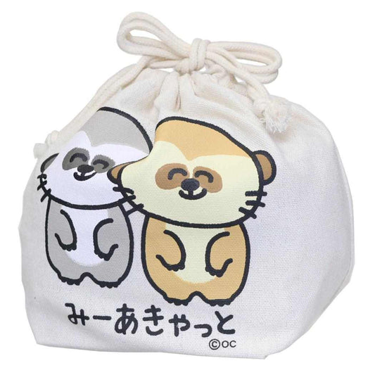おえかきさん 巾着袋 マチ付ききんちゃくポーチ みーあきゃっとさん オクタニ 小物入れ かわいい グッズ メール便可 シネマコレクション