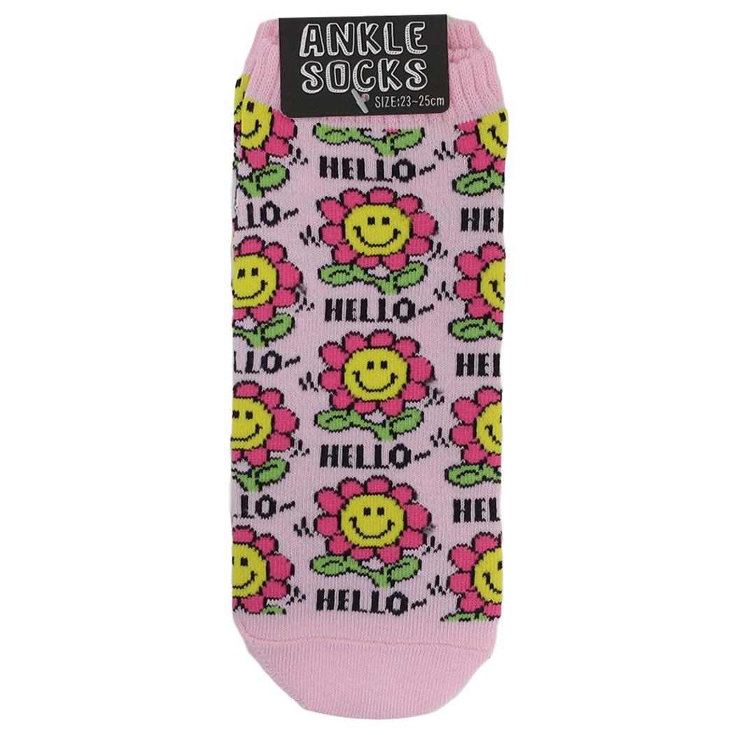 女性用靴下 ANKLE SOCKS LADIES レディースアンクルソックス DANCING SMILE FLOWER オクタニ 大人向け かわいい グッズ メール便可 シネマコレクション