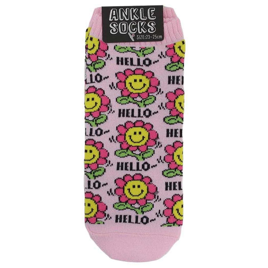 女性用靴下 ANKLE SOCKS LADIES レディースアンクルソックス DANCING SMILE FLOWER オクタニ 大人向け かわいい グッズ メール便可 シネマコレクション