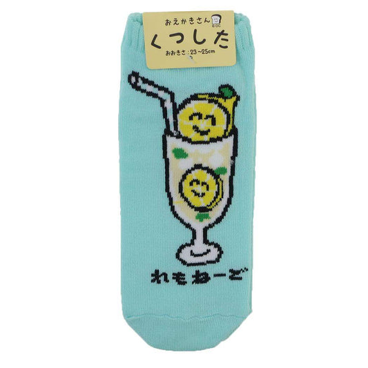 おえかきさん 女性用靴下 ANKLE SOCKS LADIES れもねーどさん！ オクタニ 大人向け かわいい レディース グッズ メール便可 シネマコレクション