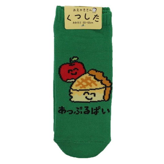 おえかきさん 女性用靴下 ANKLE SOCKS LADIES あっぷるぱいさん！ オクタニ 大人向け かわいい レディース グッズ メール便可 シネマコレクション