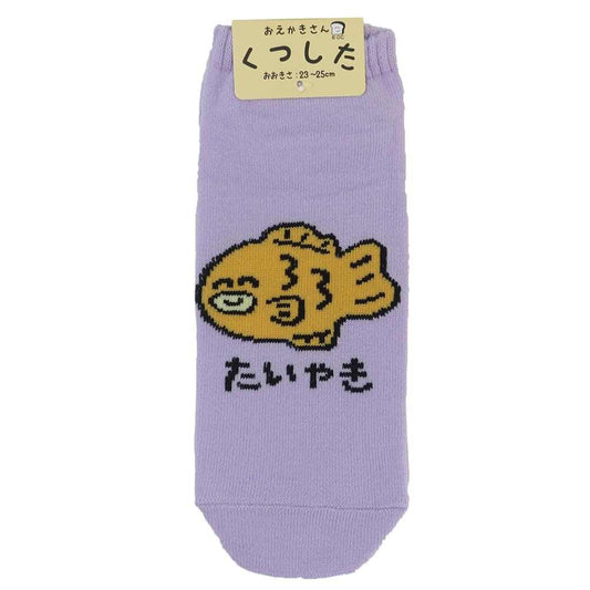 おえかきさん 女性用靴下 ANKLE SOCKS LADIES たいやきさん オクタニ くつした かわいい レディース グッズ メール便可 シネマコレクション