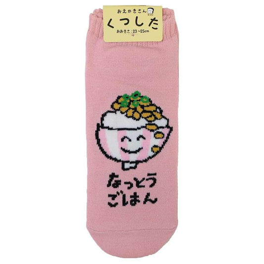 おえかきさん 女性用靴下 ANKLE SOCKS LADIES なっとうごはんさん オクタニ 大人向け かわいい グッズ メール便可 シネマコレクション
