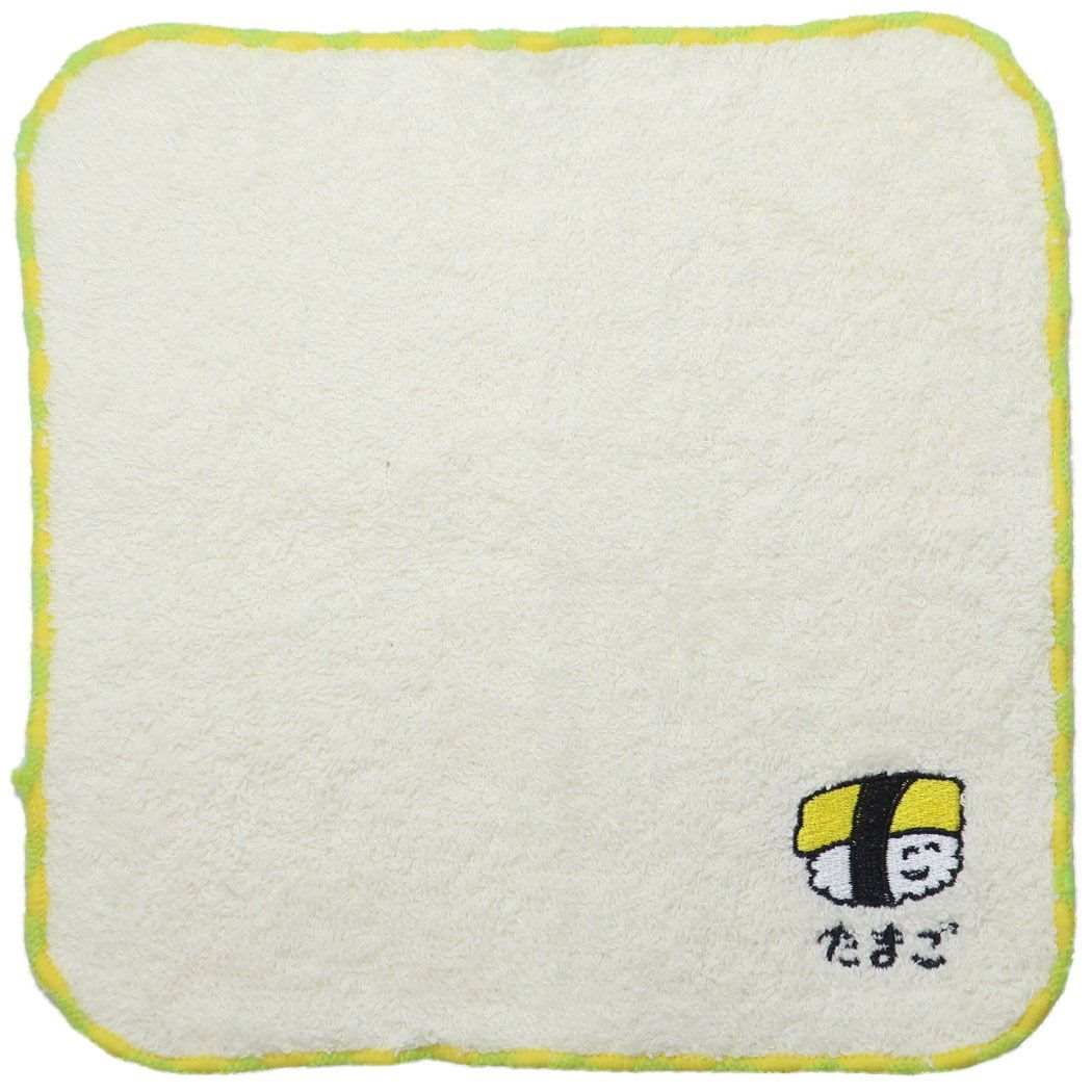 おえかきさんミニタオルワンポイント刺繍ハンカチタオルおすしさん玉子オクタニおもしろ雑貨汗拭きタオルグッズメール便可シネマコレクション
