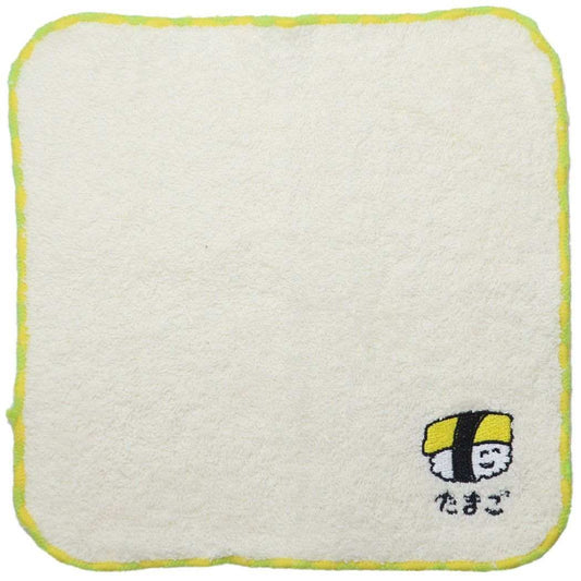 おえかきさんミニタオルワンポイント刺繍ハンカチタオルおすしさん玉子オクタニおもしろ雑貨汗拭きタオルグッズメール便可シネマコレクション