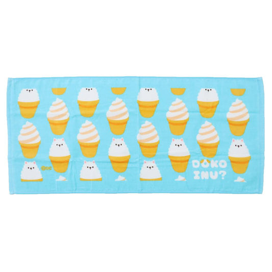 DOKOINU？ フェイスタオル プリントロングタオル ドコイヌ ソフトクリーム オクタニ おもしろタオル 面白雑貨 グッズ メール便可 シネマコレクション