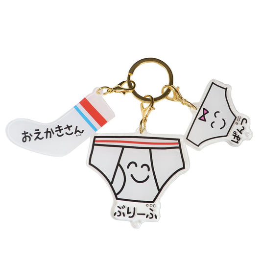 おえかきさん キーリング 3連アクリルキーホルダー ぶりーふさん オクタニ 3チャーム アクキー かわいい グッズ メール便可 シネマコレクション