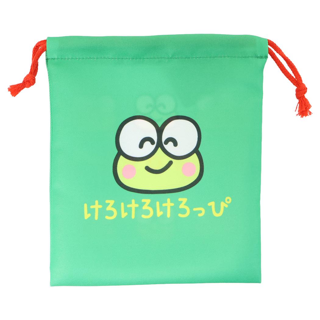 けろけろけろっぴ 巾着袋 キンチャク マチ無し グリーン サンリオ オクタニ きんちゃくポーチ 小物入れ キャラクター グッズ メール便可 シネマコレクション