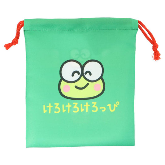 けろけろけろっぴ 巾着袋 キンチャク マチ無し グリーン サンリオ オクタニ きんちゃくポーチ 小物入れ キャラクター グッズ メール便可 シネマコレクション