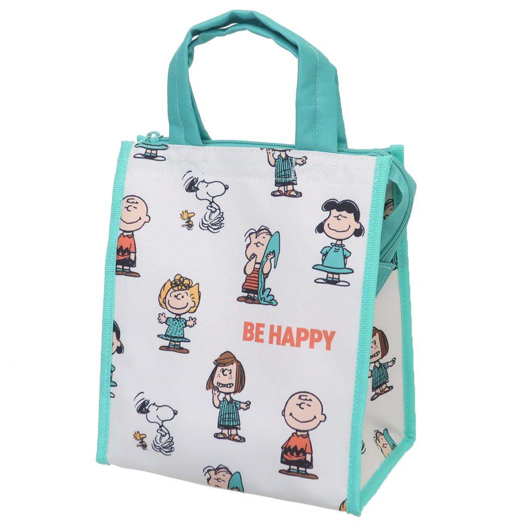 スヌーピー ランチトート ランチバッグスクエア M BE HAPPY IVORY ピーナッツ 大西賢製販 お弁当かばん 保冷 キャラクター グッズ シネマコレクション