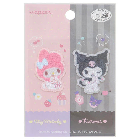 マイメロディ＆クロミ ワッペン アイロンパッチシール2枚セット サンリオ パイオニア 手芸用品 キャラクター グッズ メール便可 シネマコレクション