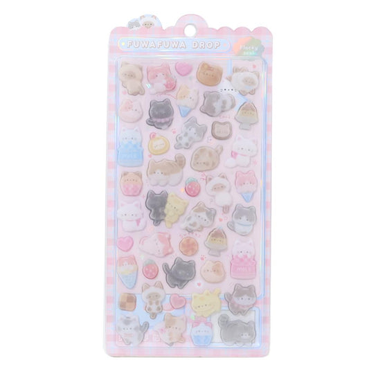 【お一人様1つまで】 シールシート ボンボンドロップシール（フロッキー） ねこねこふわ デコシール 手帳 クーリア