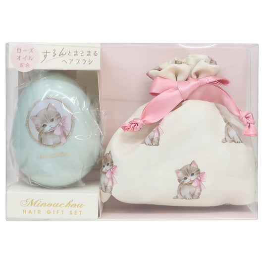 ミヌシュ ブラシ ヘアブラシ＆巾着 マンチカン ねこ クーリア プレゼント かわいい グッズ シネマコレクション