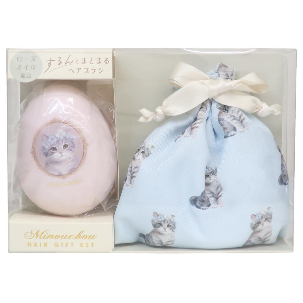 ミヌシュ ブラシ ヘアブラシ＆巾着 アメショ ねこ クーリア プレゼント 小物入れ グッズ シネマコレクション