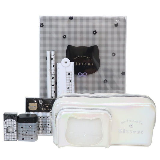 モフモフアニマルズ 文具セット 8点文房具セット ホワイト チェック クーリア 新学期準備文具 かわいい グッズ シネマコレクション