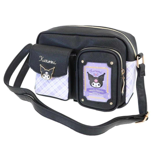 サンリオ 肩掛けカバン ショルダーバッグ 合皮 チェック プレート 2ポケット クリアポケット クロミ Sanrio ラビット