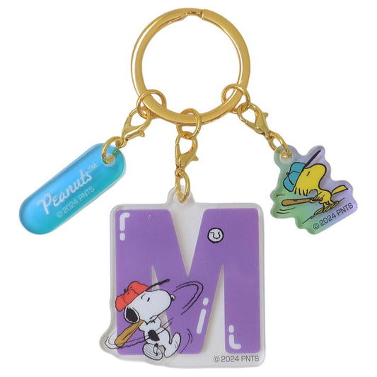 スヌーピー キーリング イニシャル3連アクリルキーホルダー M ピーナッツ エスケイジャパン 3チャーム アクキー キャラクター グッズ メール便可 シネマコレクション