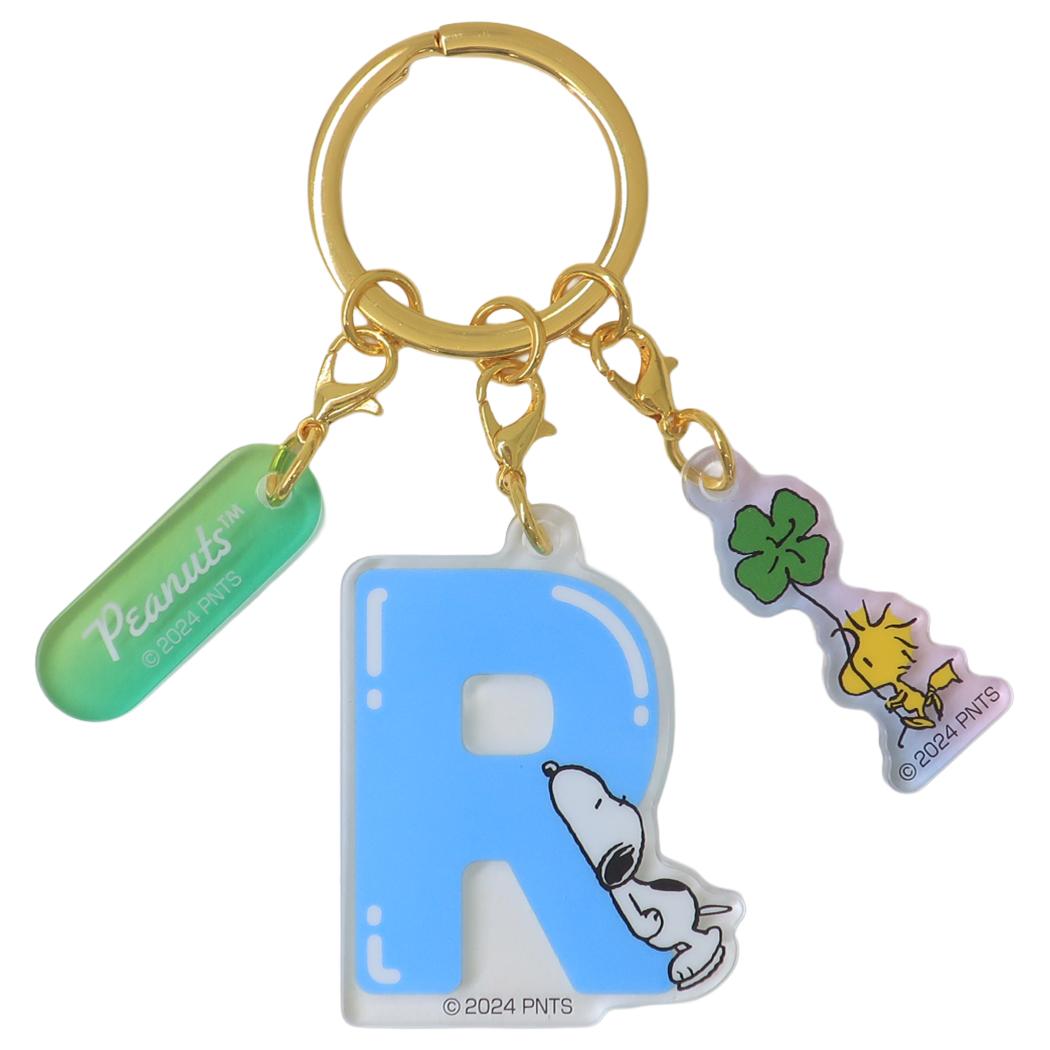 スヌーピー キーリング イニシャル3連アクリルキーホルダー R ピーナッツ エスケイジャパン 3チャーム アクキー キャラクター グッズ メール便可 シネマコレクション