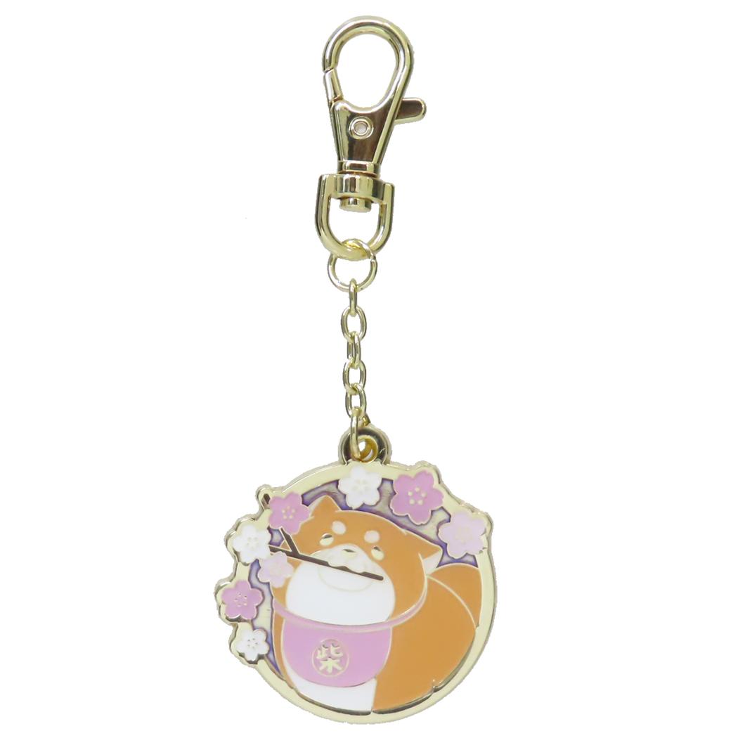 忠犬もちしば キーリング メタルチャームキーホルダー 桜 エスケイジャパン プレゼント キャラクター グッズ メール便可 シネマコレクション