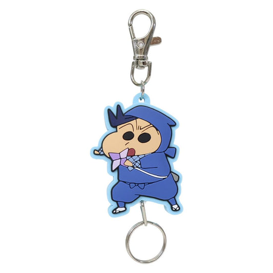 クレヨンしんちゃん キーリング ラバーリールキーホルダー 忍者 風間くん エスケイジャパン 鍵ホルダー アニメキャラクター グッズ メール便可 シネマコレクション