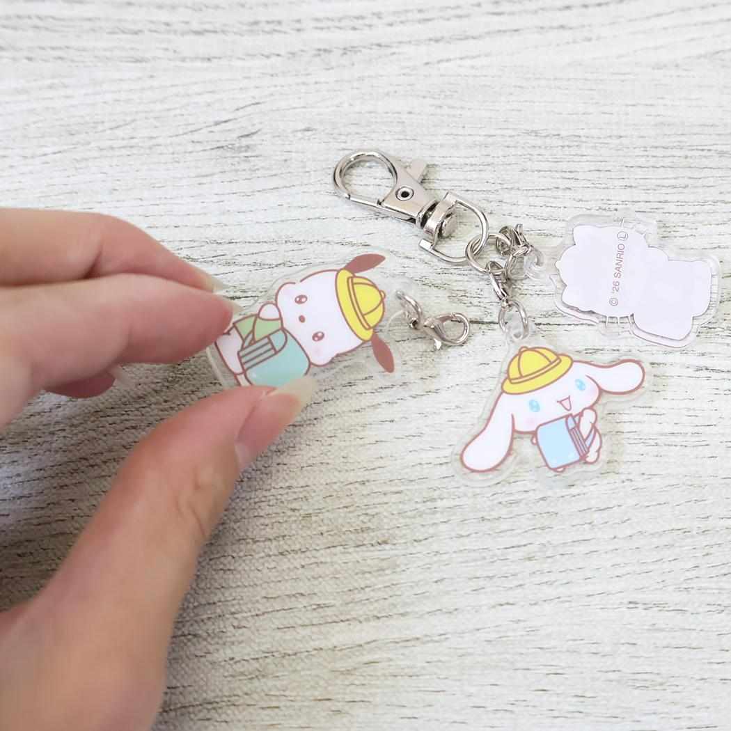 サンリオキャラクターズ キーリング トリオアクリルキーホルダー ハローキティ＆シナモロール＆ポチャッコ Sanrio