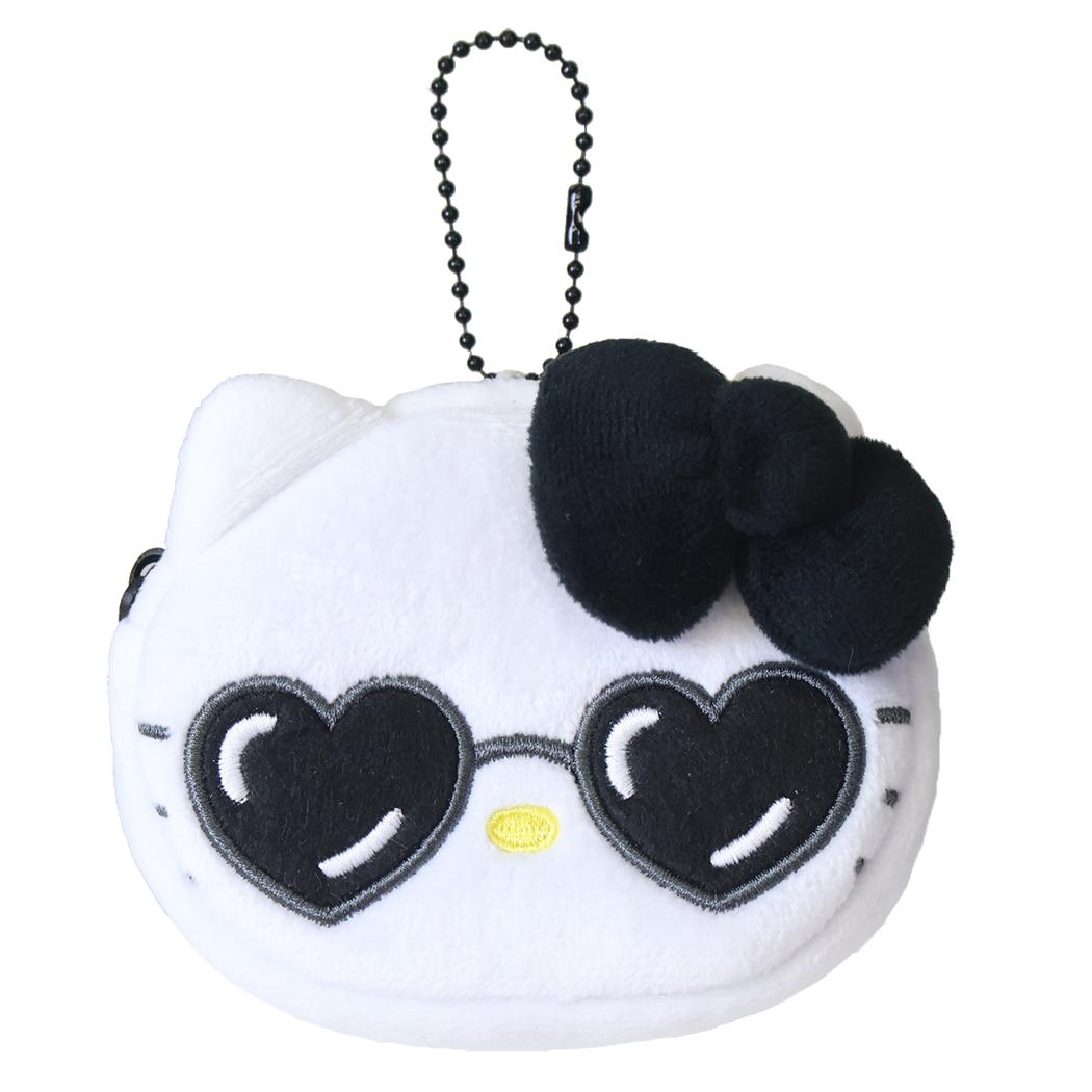 サンリオキャラクターズ キーホルダー ミニフェイスポーチ ハートサングラス ハローキティ BK Sanrio