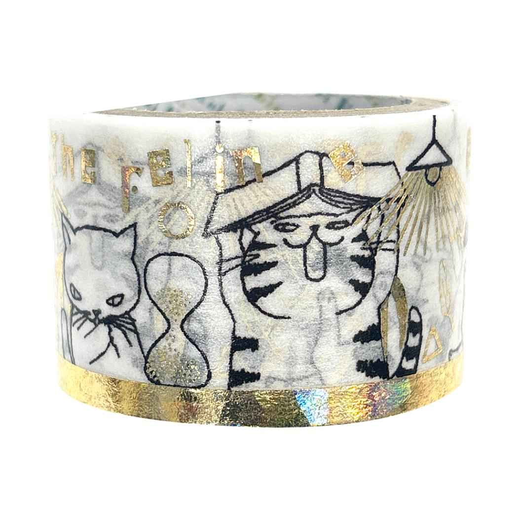 Shinzi Katoh マステ きらぴかマスキングテープ 27mm 宮沢賢治幻燈館 猫の事務所2 シール堂印刷 箔押しマスキングテープ デコレーション 手帳デコ グッズ シネマコレクション